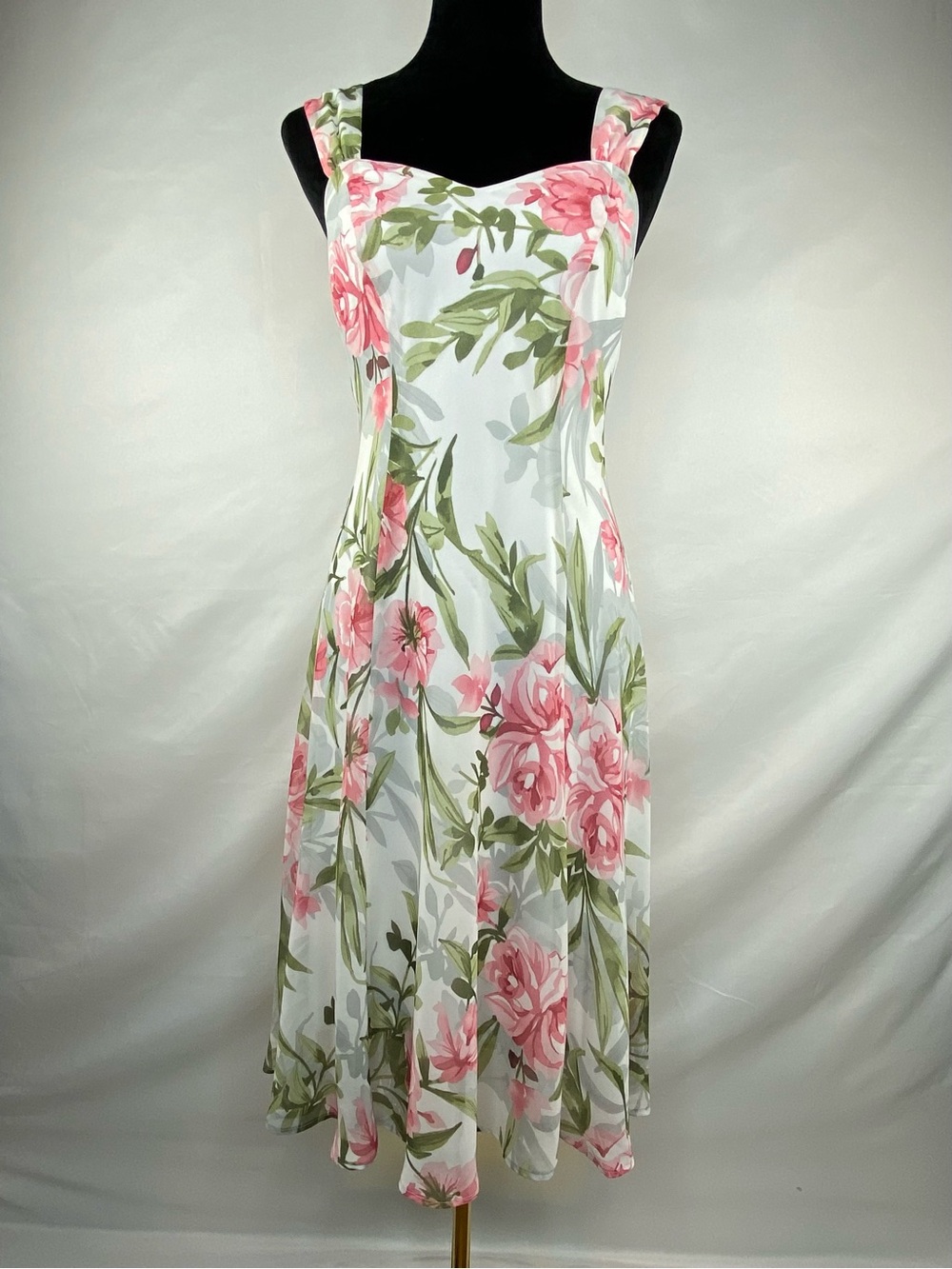 Vintage Y2K Connected Apparel Floral Sweetheart Neckline Midi Dress Size 6